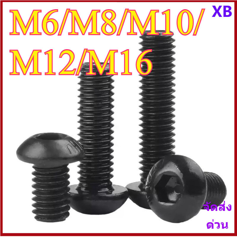 น็อต สกรู หัวจมกลม 6 เหลี่ยม เหล็กแข็ง 12.9 เกลียวมิล หยาบ M6/M8/M10/M12/M16 XB-ZZ-2
