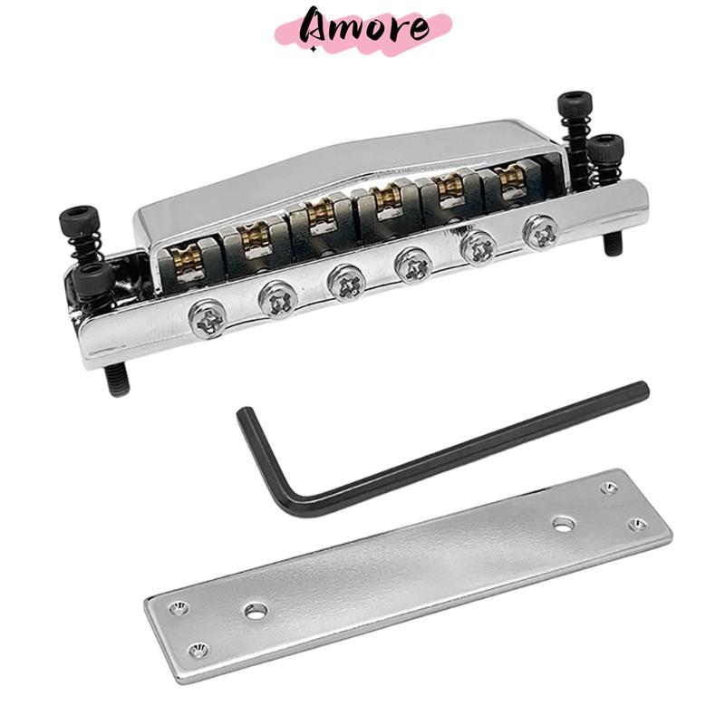 Amore Low Profile Tune O Matic Bridge Guitar Bridge Replacement สําหรับการเล่นดีขึ้นและการส่งผ่านเสี