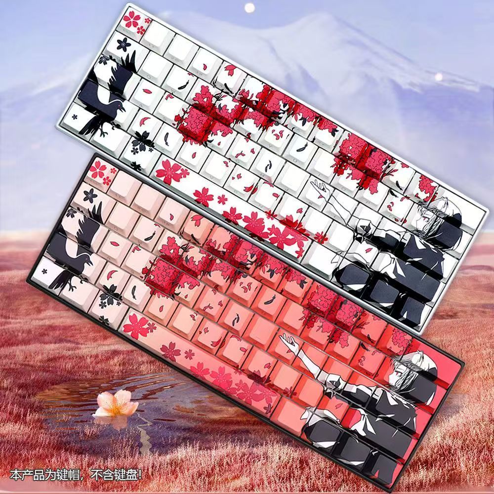 SakuraRaven Keycap PBT แกะสลักด้านข้าง Adapt to Cyber wooting จาก vgn Drunk Deer atk68 คีย์บอร์ดหมวก