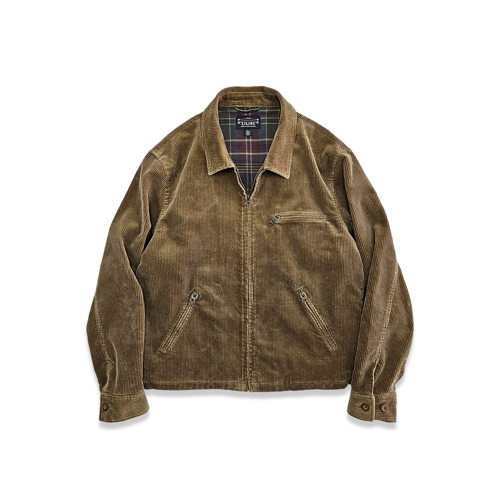 Silibu American Retro Classic Corduroy Cargo Jacket Loose Short Striped Jacket Men Non-rrl