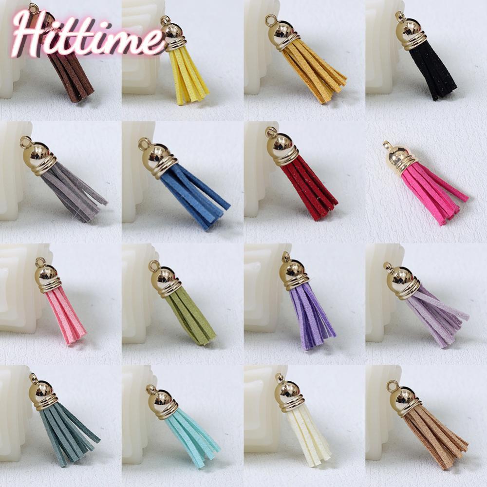 HITTIME 10 ชิ้นหนังนิ่มพู่ Charms ทองหมวกสําหรับ DIY ต่างหูพวงกุญแจสร้อยคอเครื่องประดับหัตถกรรมอุปกร