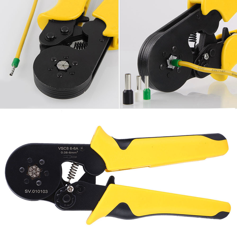 Allinit Crimping คีมแผ่นเหล็กคาร์บอนความแม่นยําสูง Terminals คู่มือเครื่องมือ 0.08-6mm2 AWG26-10