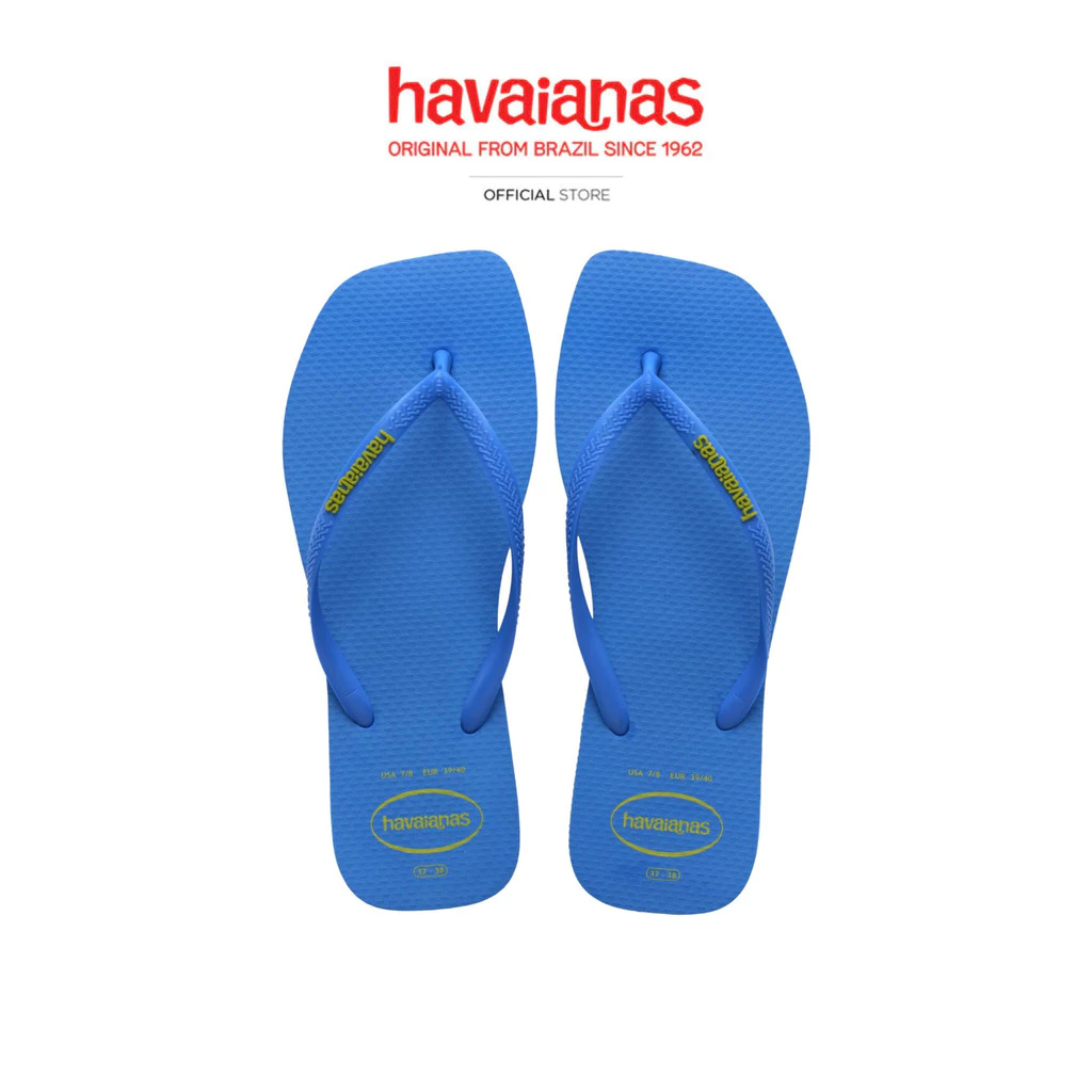 HAVAIANAS รองเท้าแตะ Slim Square Logo Pop Up Brilliant Blue 41489593504NF_H5BLXX