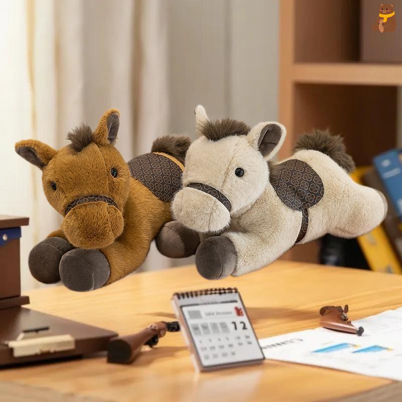 [TA] การ์ตูนจีน Zodiac Horse Plush ของเล่นน่ารักตุ๊กตา Pony ตุ๊กตาโซฟาโยนหมอนตกแต่งบ้านปีใหม่ Mascot เทศกาลของขวัญ TH