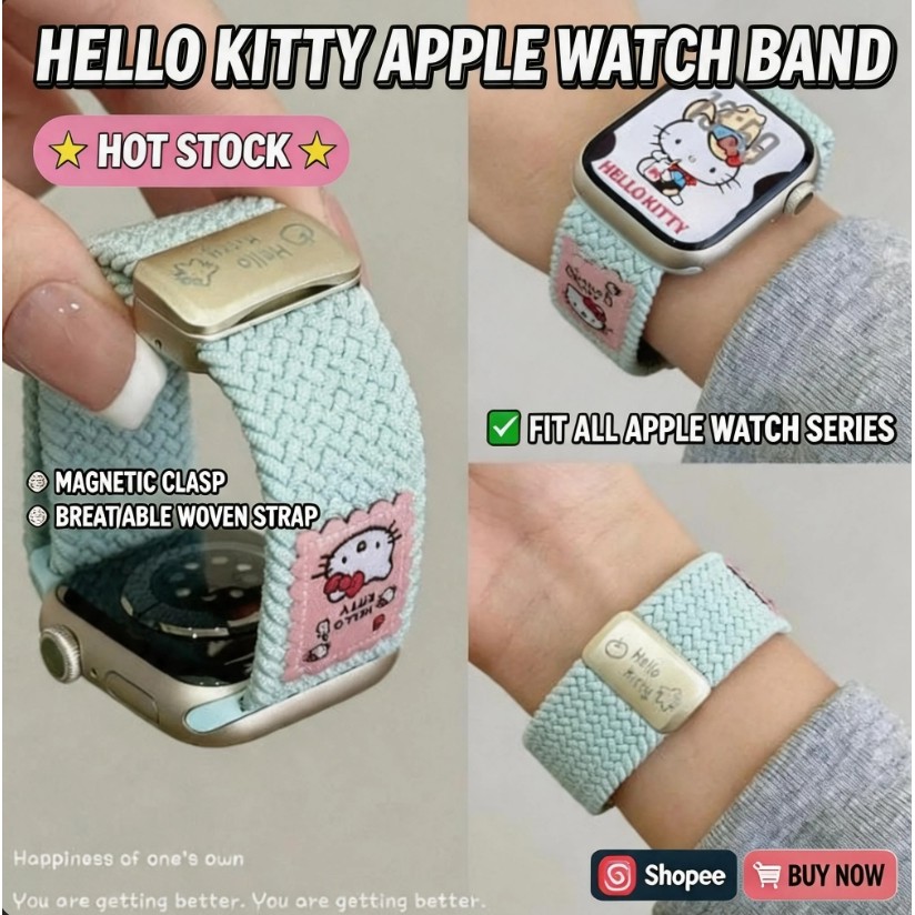 เหมาะสําหรับ แอปเปิล ดู Apple Watch  12 11 10 9 8 7 6 แอปเปิล เคที แมวทอสายแม่เหล็ก 40 42 44 45 46 มม. สายรัดข้อมือ