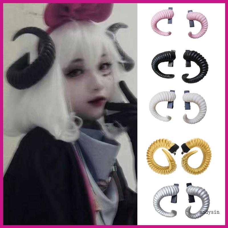 (ส่วนลดสูง)aodysin.th 2 แพ็คแกะฮอร์นHeadpieceแม่มดคอสเพลย์Headdressน้ําหนักเบาLolitasสไตล์Headwearสํ