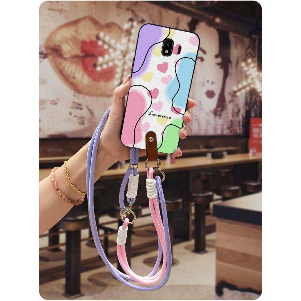 SAMSUNG Graffiti Lanyardเคสโทรศัพท์สําหรับSamsung Galaxy J4 2018/J400Fปกหลังทนทานกันน้ําCrossbodyป้อ