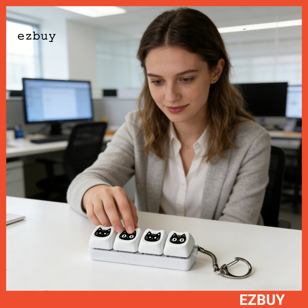 [EY] คีย์บอร์ดแบบกลไก Fidget Keyboard Fidget Toy Black Cat Fidget Keyboard Keychain – 4/9-keys ความว