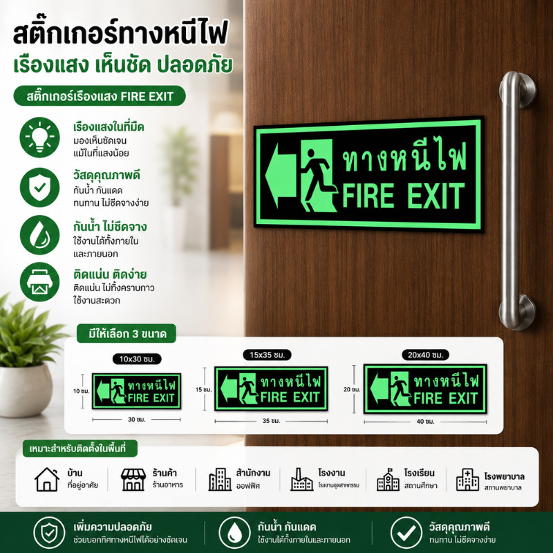 ZX HOME AA01HOME สติกเกอร์ PVC สติกเกอร์ทางหนีไฟ เกรดพรีเมี่ยม งานละเอียด คมชัด รับประกันความสวยงาม