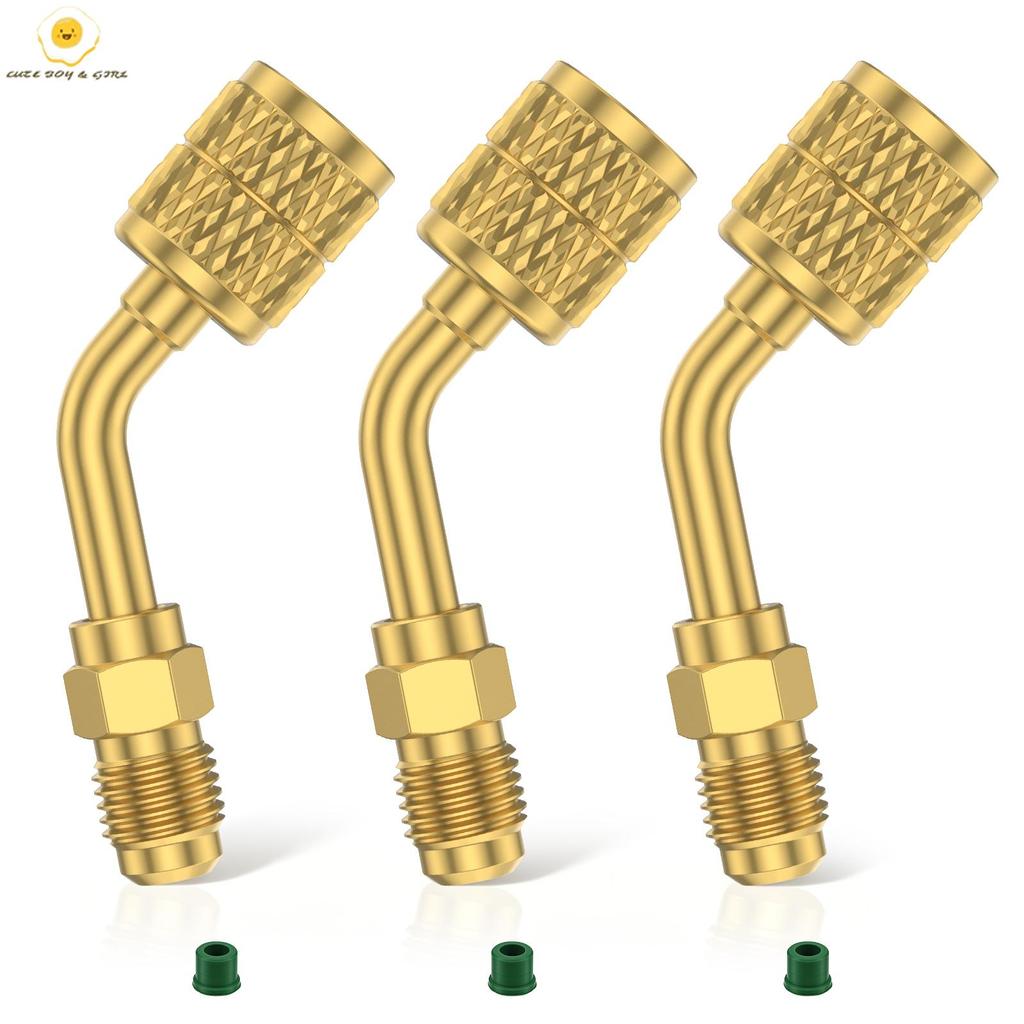 3ชิ้น 45° HVAC อะแดปเตอร์ชาร์จสําหรับ R-32/R-454B A2L สารทําความเย็นถังสารทําความเย็นอะแดปเตอร์ SHOP