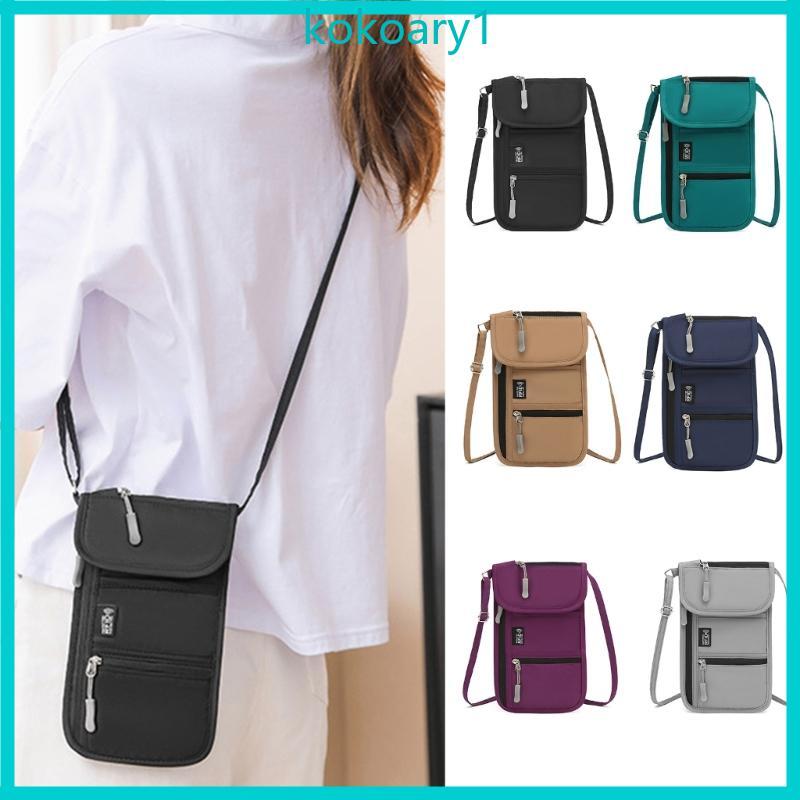 KOKO Easy Access Passport Organizer Blocking Neck Wallet Oxford Fabric Crossbody Bag
