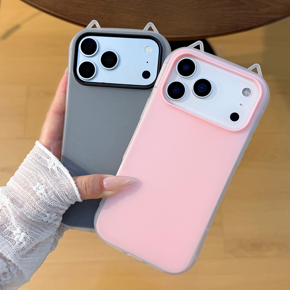 2in1 เคสใส ดีไซน์หู 3D สุดน่ารัก สำหรับ iPhone 18 17 Pro Max 16 15 14 13 12 11 17promax 18Promax เคสหลังลายหมีน่ารัก