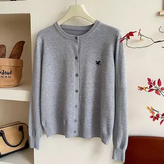 K9428 Embroidered knit cardigan, round collar, soft and comfortable.