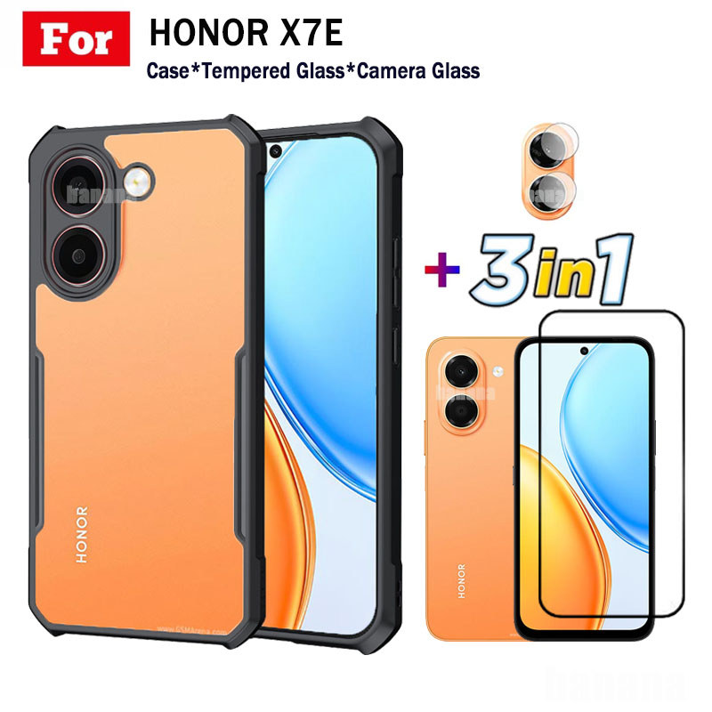 3 IN 1 Honor X7E Anti-fall โทรศัพท์มือถือสําหรับ Honor X7D X7C X7B X7A X9D X8D X6D ฟิล์มกระจกนิรภัย 