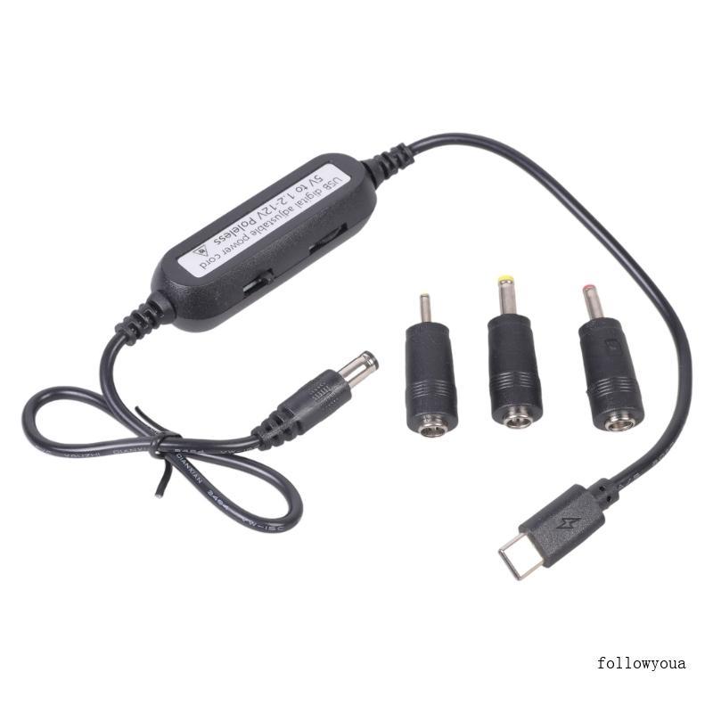 Fol USB C 5V ถึง 1 2V 3V 4 5V 6V 7 5V 9V 12V 2 5 มม.3 5 มม.4 0 มม.5 มม.แรงดันไฟฟ้าสาย LED Dislpay สํ