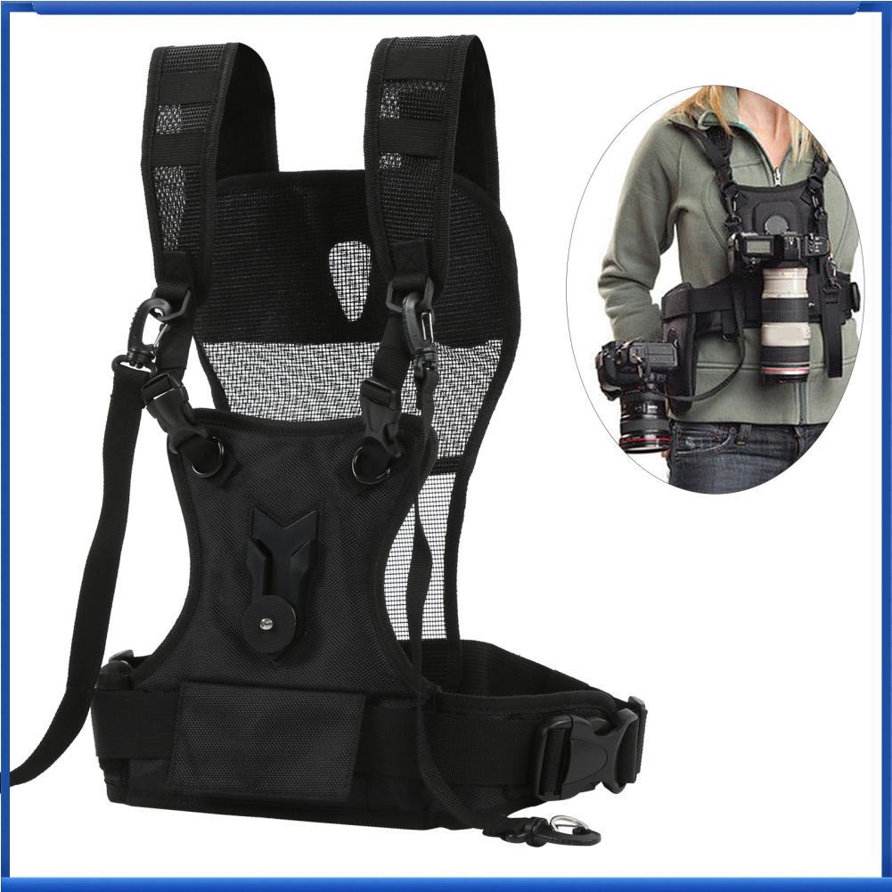 Lestoree-th สายคล้องกล้องคู่ปรับได้หลายสายรัดพกพาพร้อมซองด้านข้าง & Secure Breathable สบายไหล่คู่สำหรับช่างภาพเดินป่าปีนเขาใช้เดินทาง