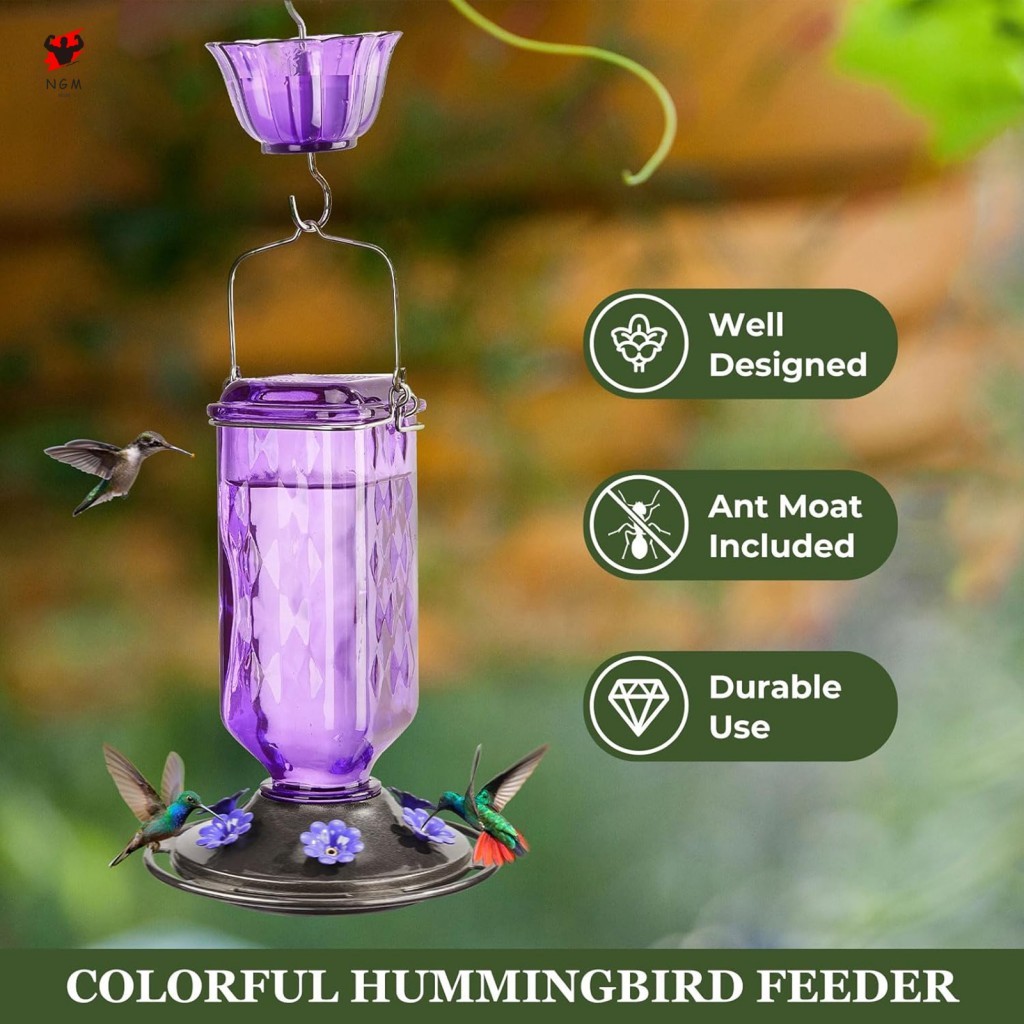แขวนพลาสติก Hummingbird Feeder ดอกไม้พอร์ตออกแบบ Bird Water Feeder สําหรับสวนกลางแจ้ง Backyard ตกแต่ง