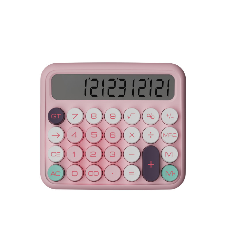 JUNNO เครื่องคิดเลข 12 หลัก สไตล์เรโทร รุ่น JN800 สีชมพู NEZU PINK