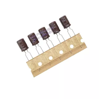 (จำนวน 5ชิ้น) 220UF 25V NIPPON 105C SIZE 8X11.5MM. TAPPING สีน้ำตาล ขาห่าง คาปาซิเตอร์
