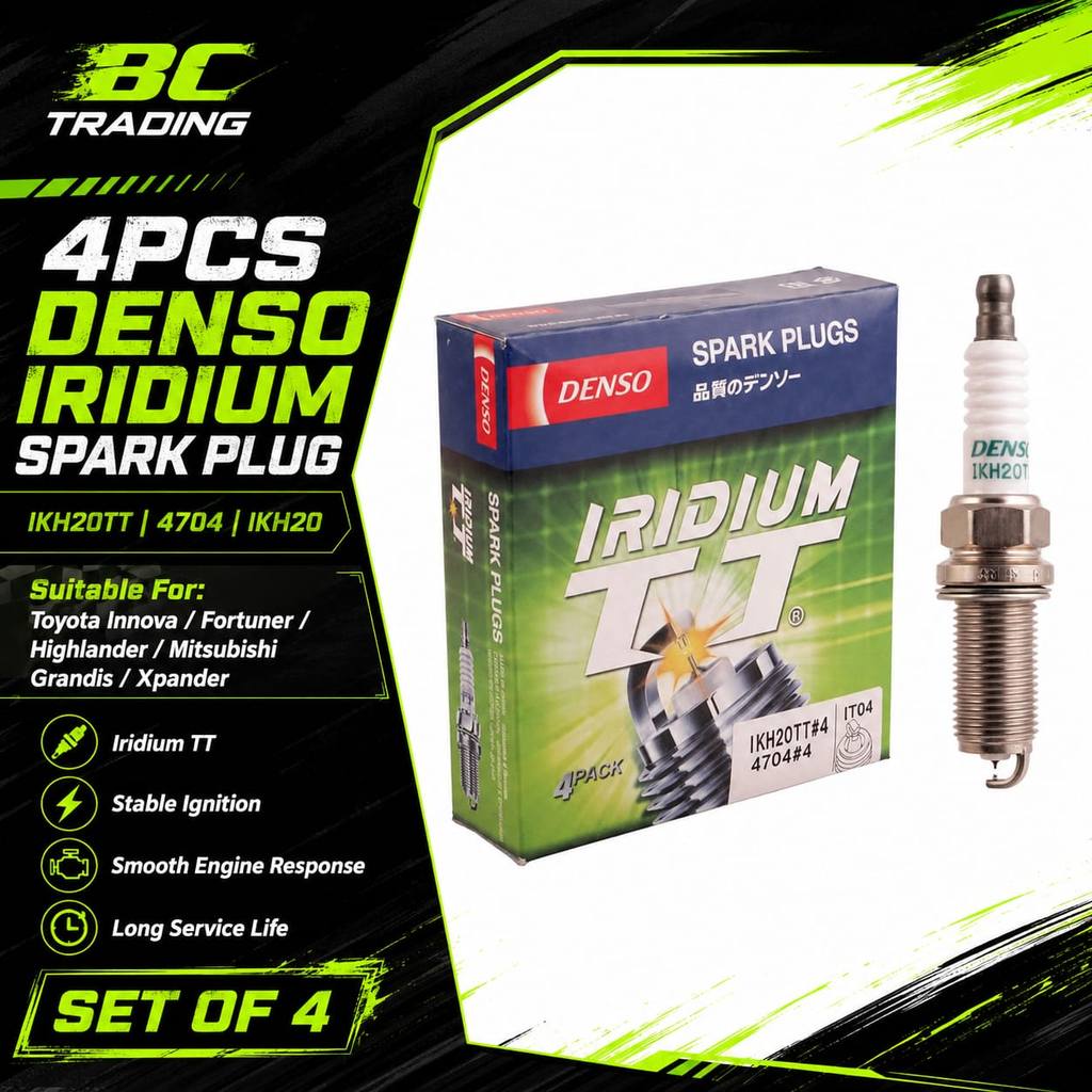 DENSO IKH20TT Iridium TT หัวเทียน4704 4PCS สําหรับ Toyota Innova Fortuner Highlander Grandis Xpander