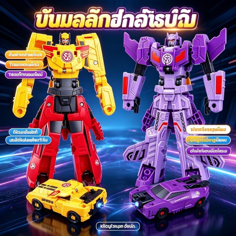 2 ใน 1 รถยนต์รวม หุ่นยนต์เปลี่ยนรูป หุ่นยนต์แปลงร่างแม่เหล็ก การชน สามารถผิดรูปได้ ของเล่นเด็ก