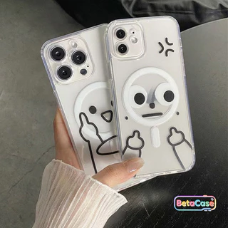 เคสโทรศัพท์โปร่งใสแม่เหล็กตลกและตลกสําหรับ iPhone 17, 16, 15, 15pro, 15plus, 14, 14pro, 14plus, 13, 13pro, 12, 11, 11pro