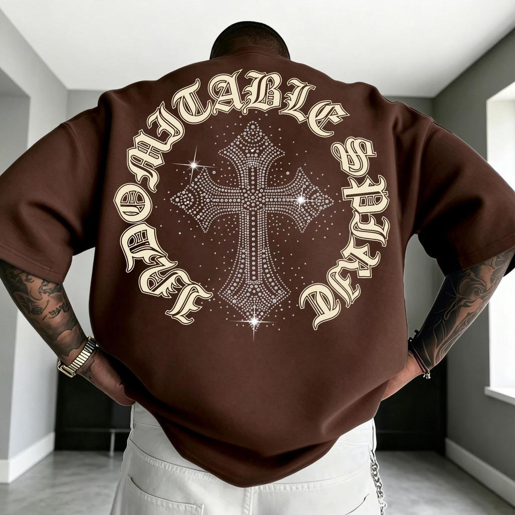 UT shop เสื้อยืดผ้าคอตตอน 100% “Sparkling Cross” ทรง Oversize คอกลม แขนสั้น ผ้านุ่มสบาย ใส่ได้ทุกวัน ฤดูร้อน ไซส์ S-3XL