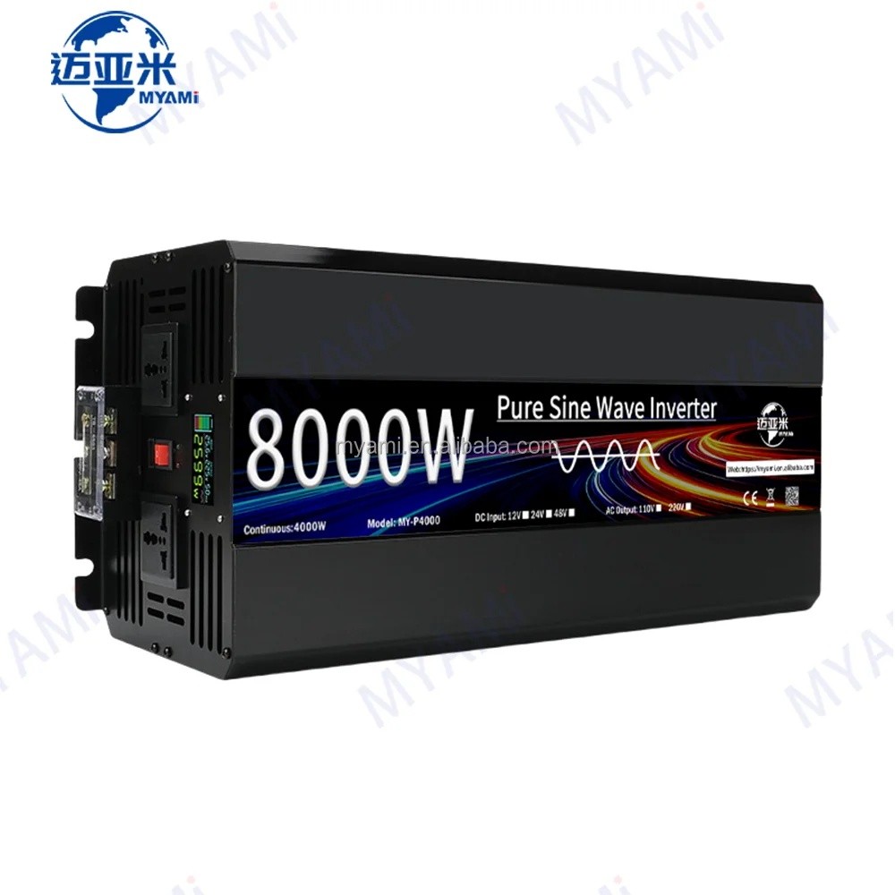 รับประกัน MYAMI 8KW 8000W Peak Power DC 12V 24V 48V to AC 220V 4KW 4000W Pure Sine Wave Power Invert