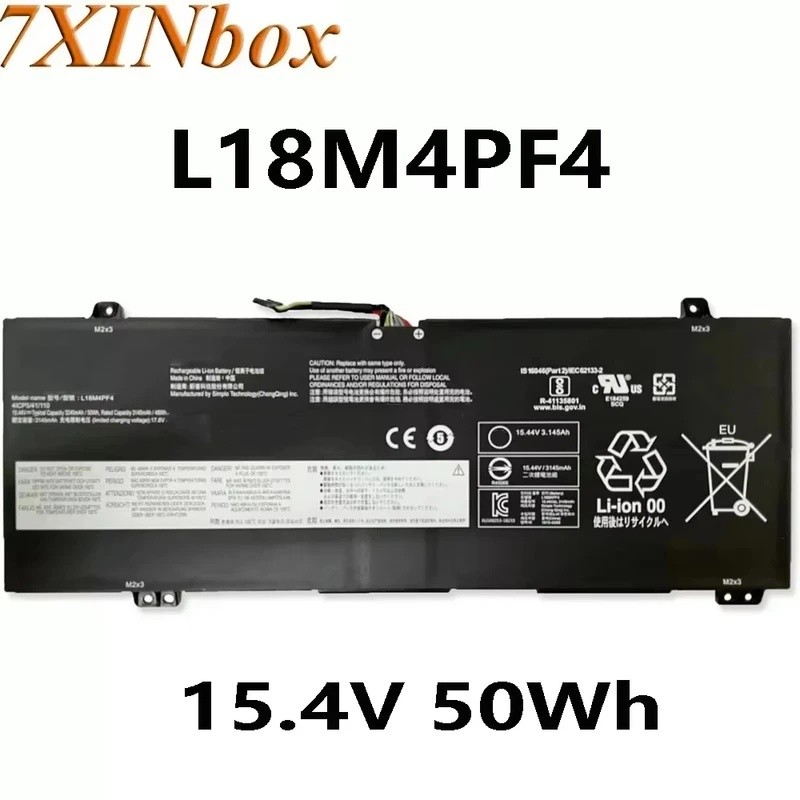 7XINbox L18M4PF4 15.4V 50Wh แบตเตอรี่แล็ปท็อปสําหรับ Lenovo L18C4PF4 5B10W6741 5B10T09080 L18M4PF3 5