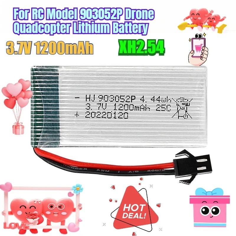 3.7V 1200mAh X5SW 25C สําหรับรุ่น RC 903052P Drone แบตเตอรี่ลิเธียมแบบโดรน