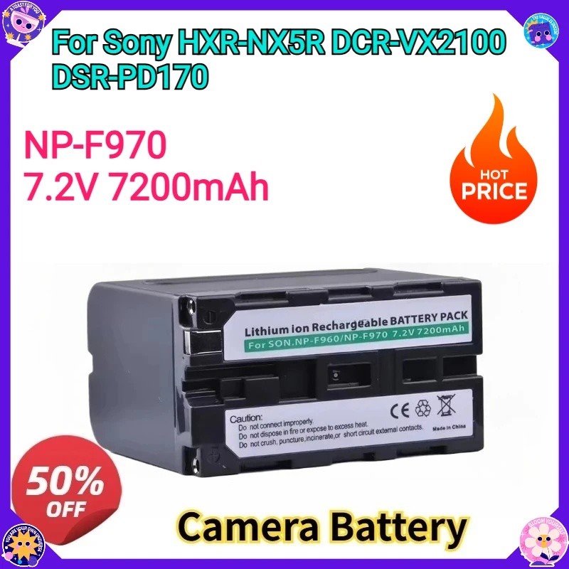 แบตเตอรี่กล้องใหม่ NP-F970 NPF-960 7.2V 7200mAh สําหรับ Sony HXR - NX5R DCR - VX2100 DSR - PD170 vid
