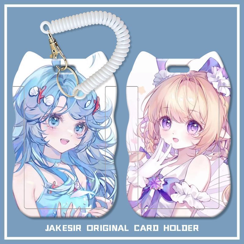 King Glory Dollia สินค้าสไลด์นักเรียน Cat Ear Card Holder Meal Card Bus ID Card Holder Spring Rope 7