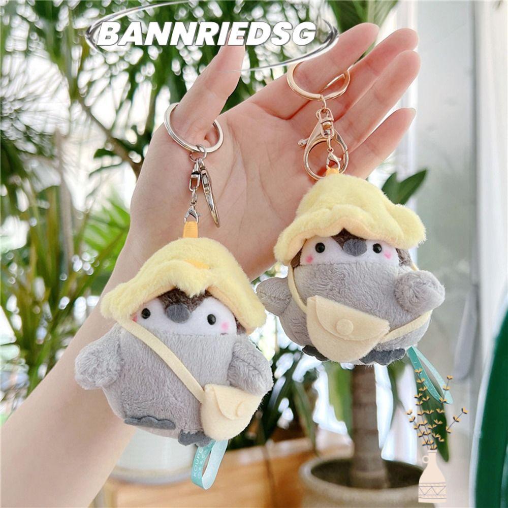BANNRIEDSG989YR Penguin Plush Key แหวน, ตุ๊กตาตุ๊กตาการ์ตูน Penguin พวงกุญแจ, น่ารัก Tourist หมวกของ