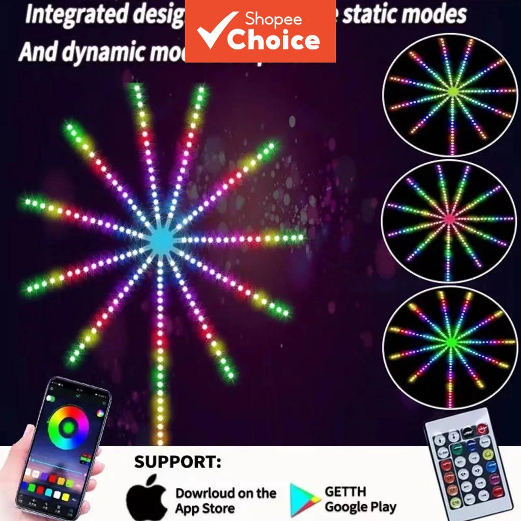 ไฟนางฟ้า LED ดอกไม้ไฟ – สี RGB Dream – ซิงค์เพลง – รีโมท APP – แถบ 5050 – ตัวละครตกแต่งกลางแจ้ง c