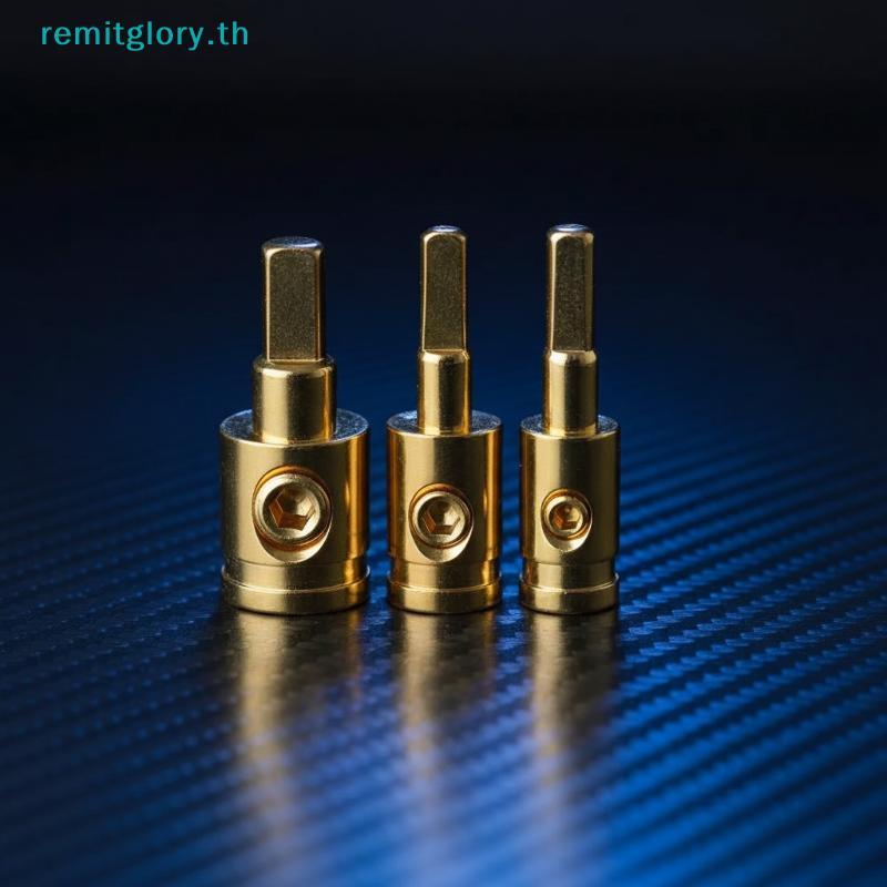 Remitglory ทองแดงบริสุทธิ์เครื่องเสียงรถยนต์ Power Ground Wire Terminal 1 ชิ้น 0GA 4GA 8GA การเชื่อม
