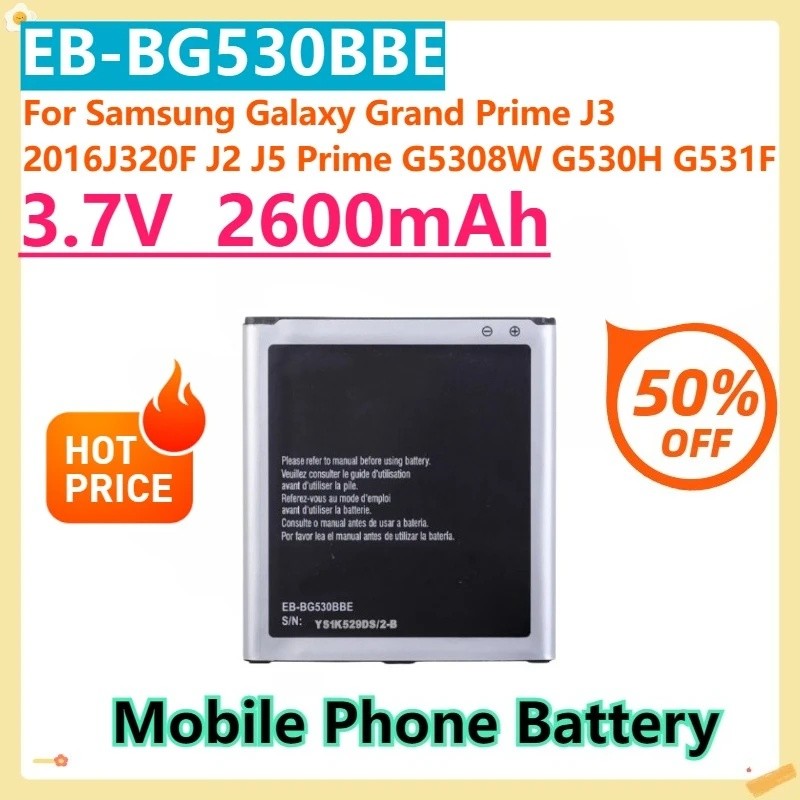 SAMSUNG สําหรับSamsung Galaxy Grand Prime J3 2016J320F J2 J5 Prime G5308W G530H G531F G530แบตเตอรี่3