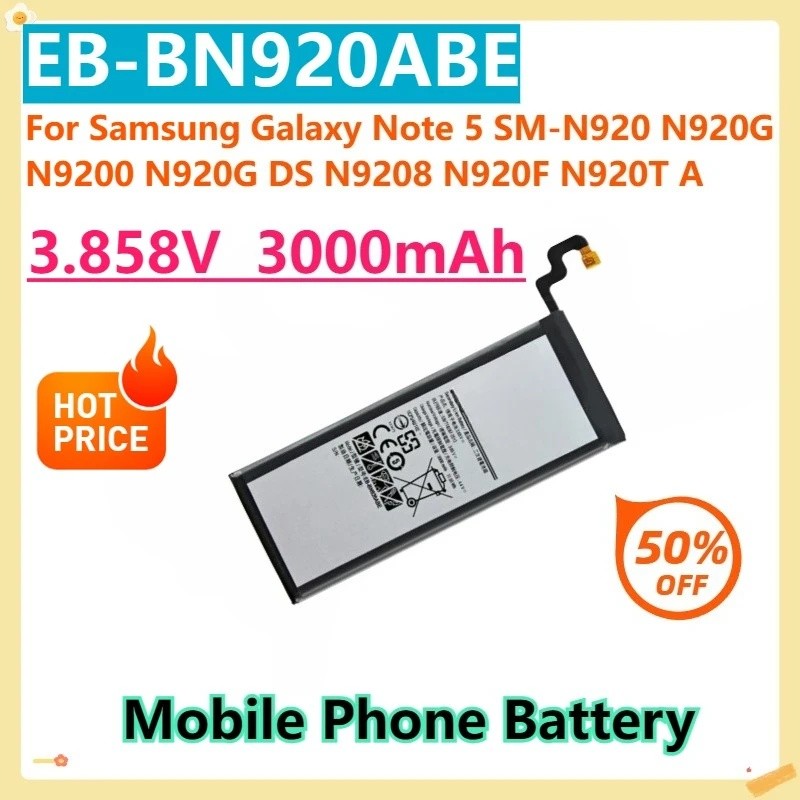 สําหรับ Samsung Galaxy หมายเหตุ 5 SM-N920 N920G N9200 N920G DS N9208 N920F N920T EB-BN920ABE 3.85V 3