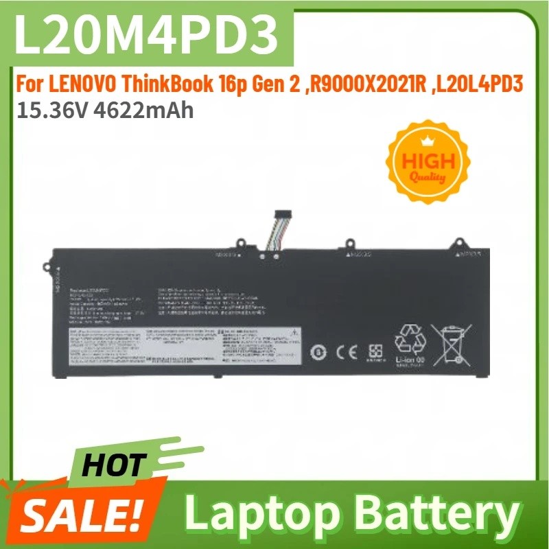 L20M4PD3 15.36V 4622mAh แบตเตอรี่แล็ปท็อปสําหรับ LENOVO ThinkBook 16p Gen 2,R9000X2021R,L20L4PD3 เปล