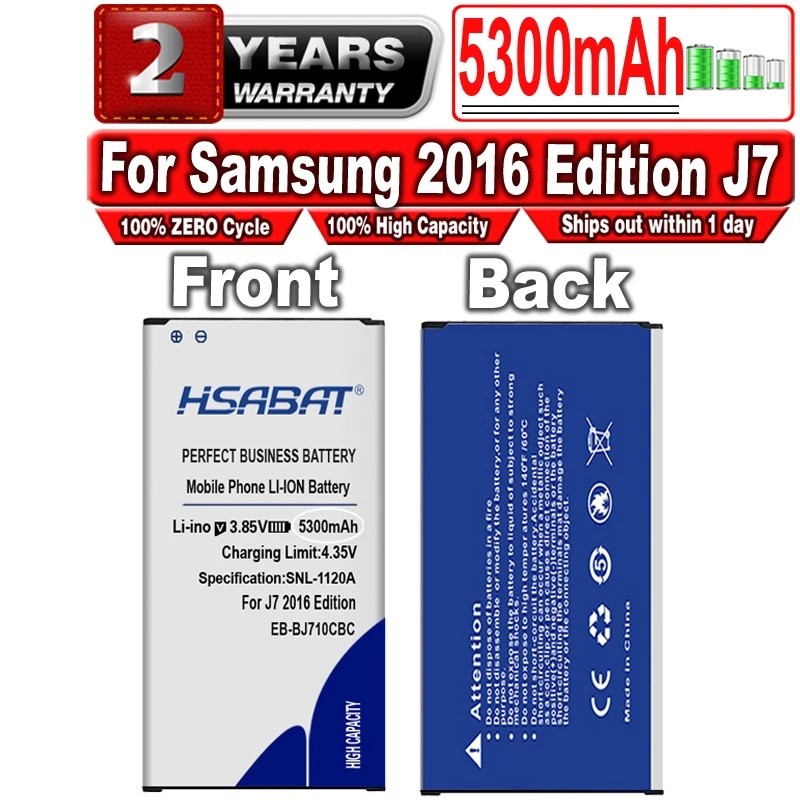 HSABAT EB-BJ710CBC 5300mAh แบตเตอรี่สําหรับ Samsung 2016 Edition J7 J700F J710 J710F J710FN J710M J7