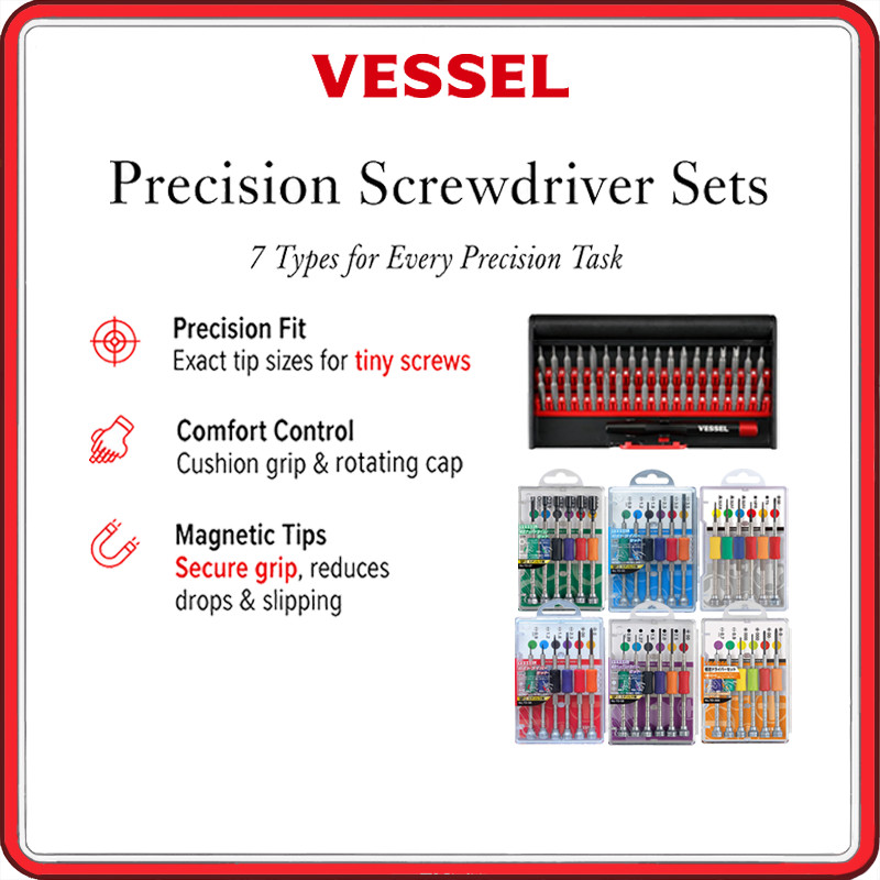 VESSEL Precision Driver Set 36-in-1 No.9836 Magnetic Screwdriver Bit Kit for Smartphone, Tablet, Watch & PC Repair