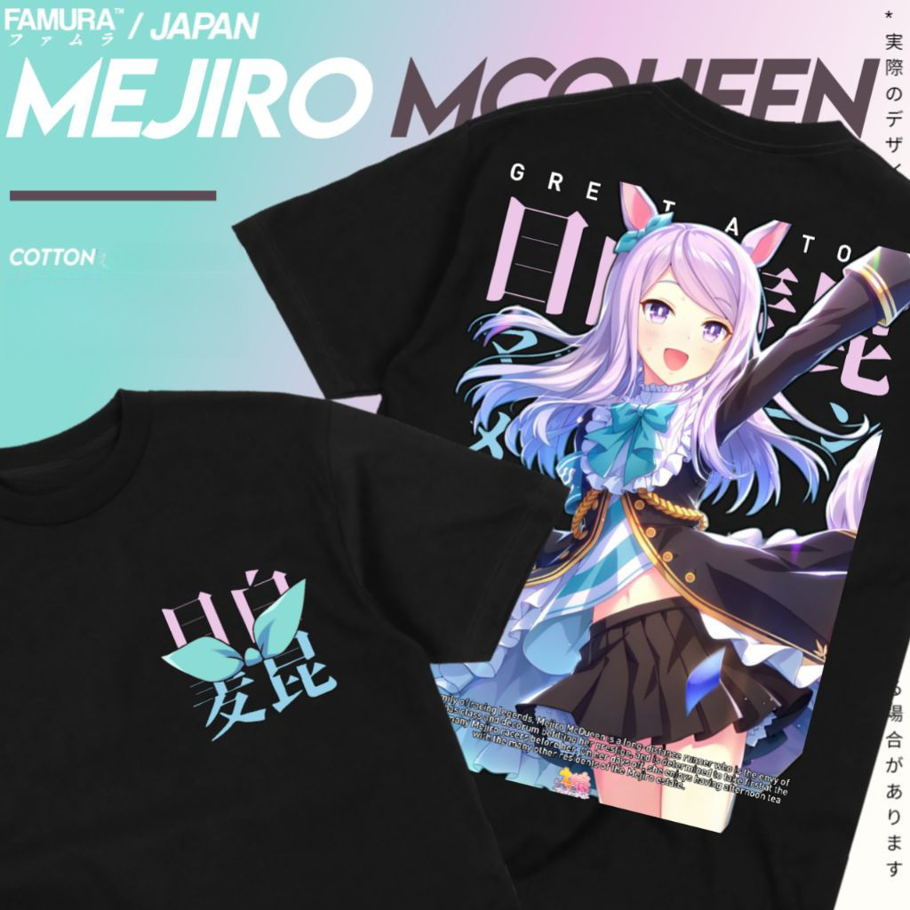 Mejiro McQueen เสื้อยืดลายตัวละครอนิเมะสาวม้าโมเอะ ผ้าฝ้าย100% เสื้อทีแขนสั้นสำหรับผู้ชายผู้หญิงฤดูร