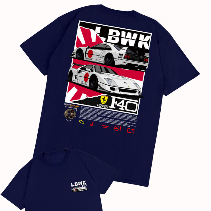 เสื้อยืดผ้าฝ้ายบริสุทธิ์ ลาย Ferrari F40 Liberty Walk LBWK สวยใส่ง่าย ไม่จำกัดเพศ สำหรับแฟนรถสปอร์ต 