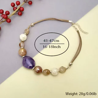 Elegant สีสันลูกปัด Bib สร้อยคอชาติพันธุ์ Boho ลูกปัดอะคริลิคเรขาคณิตสไตล์สร้อยคอสั้นหนัง Choker Chunky Choker สร้อยคอ