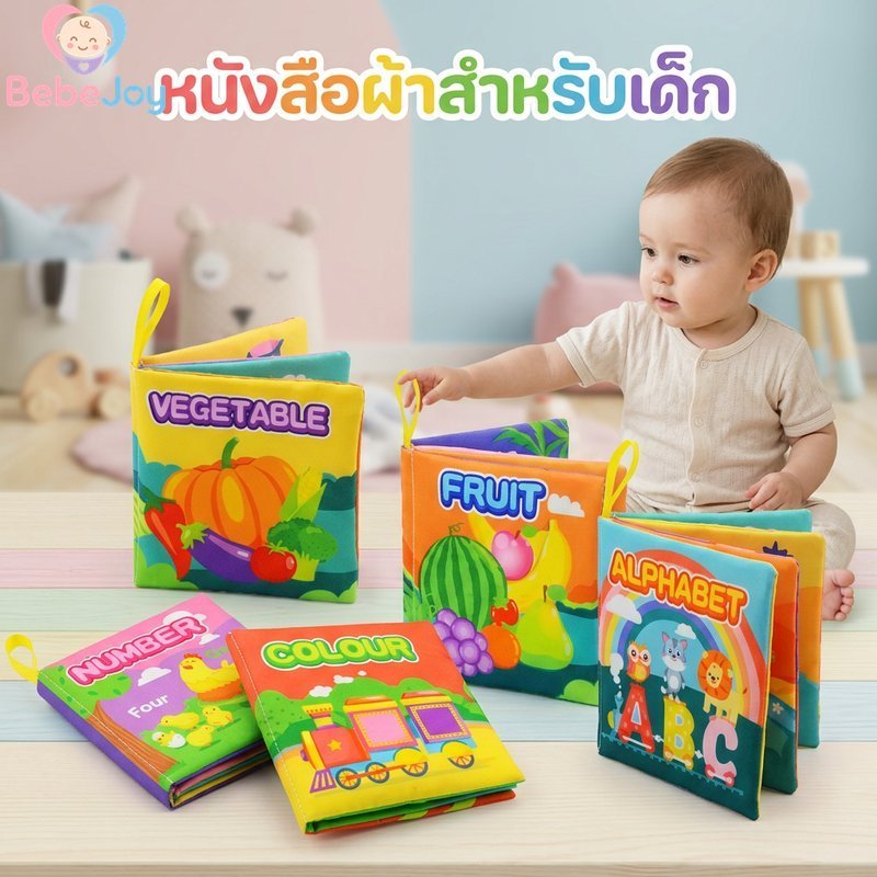 หนังสือผ้าเด็กรูปแบบผลไม้ โรย ของเล่นประสาทสัมผัสล้างทําความสะอาดได้ในช่วงต้นการเรียนรู้ของขวัญทารกอ่อน