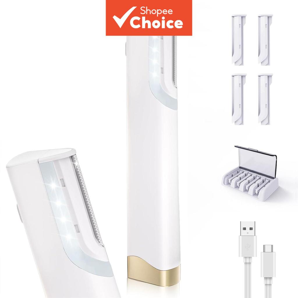 ผู้หญิง Face Dermaplane Razor เครื่องกําจัดขนโซนิค 5 ใบมีดแบบชาร์จไฟได้สําหรับ Peach Fuzz & Eyebrows