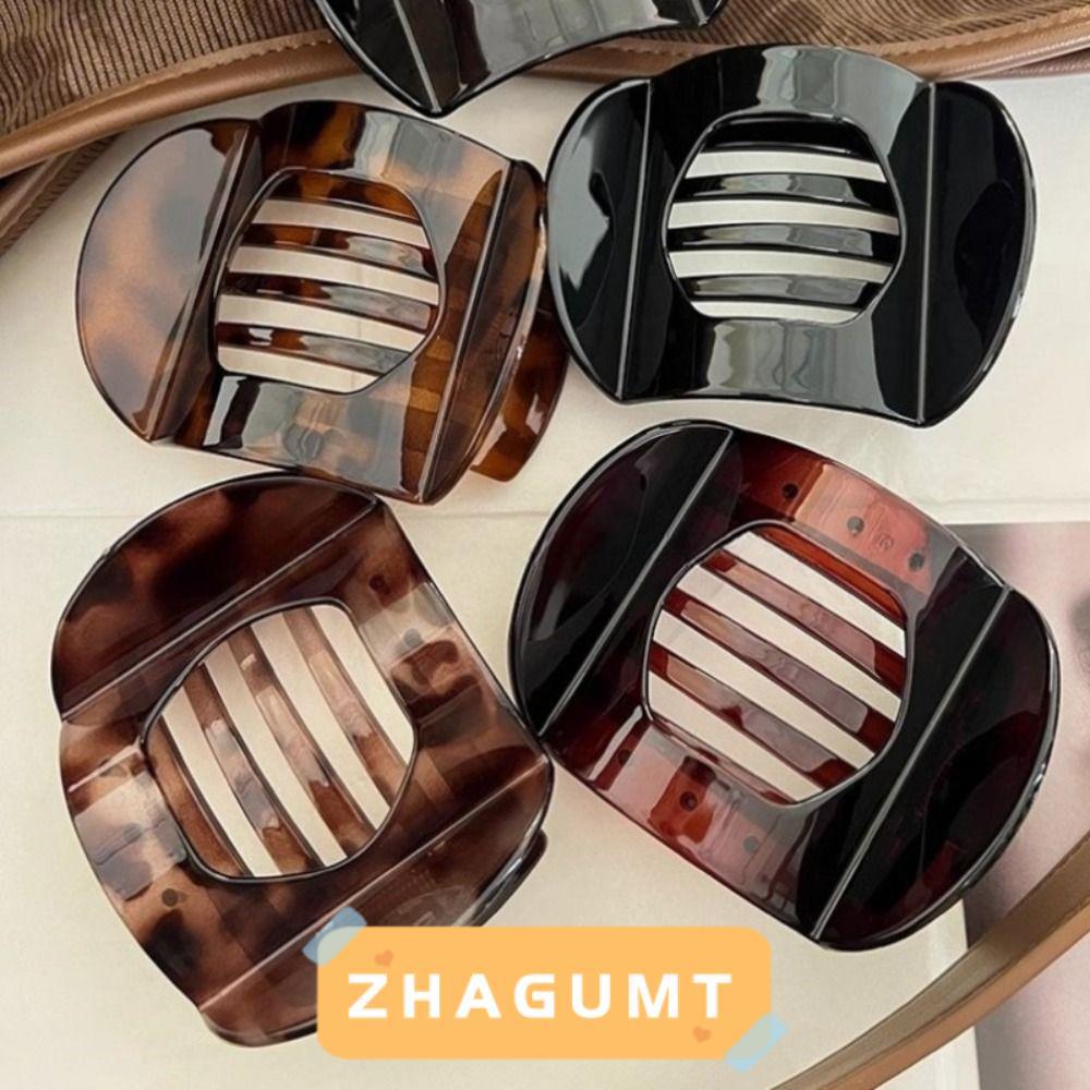 ZHAGUMT366KB กิ๊บติดผม, กิ๊บกันลื่นรูปส่วนโค้ง, กิ๊บติดผมเสือดาวแบนหรูหราสําหรับผู้หญิง
