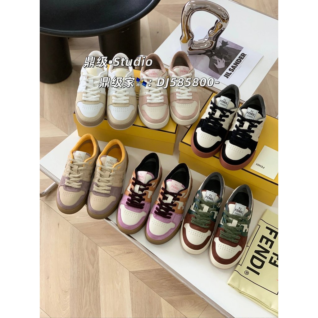 Fendi Fendi รองเท้าผ้าใบ Match Series คู่สไตล์ Fendi Little Monster Velcro รองเท้าผ้าใบลําลองรองเท้า