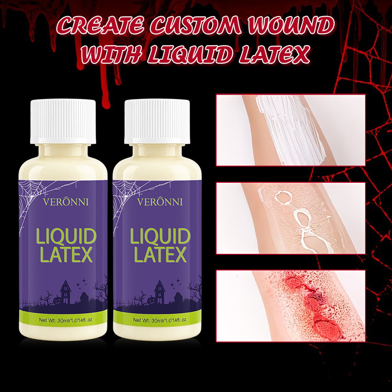 2PCS 30ml Liquid Latex SFX แต่งหน้ากาวเทคนิคพิเศษปลอมผิว Liquid Latex สําหรับ Zombie แผลเป็นแผลฮาโลว