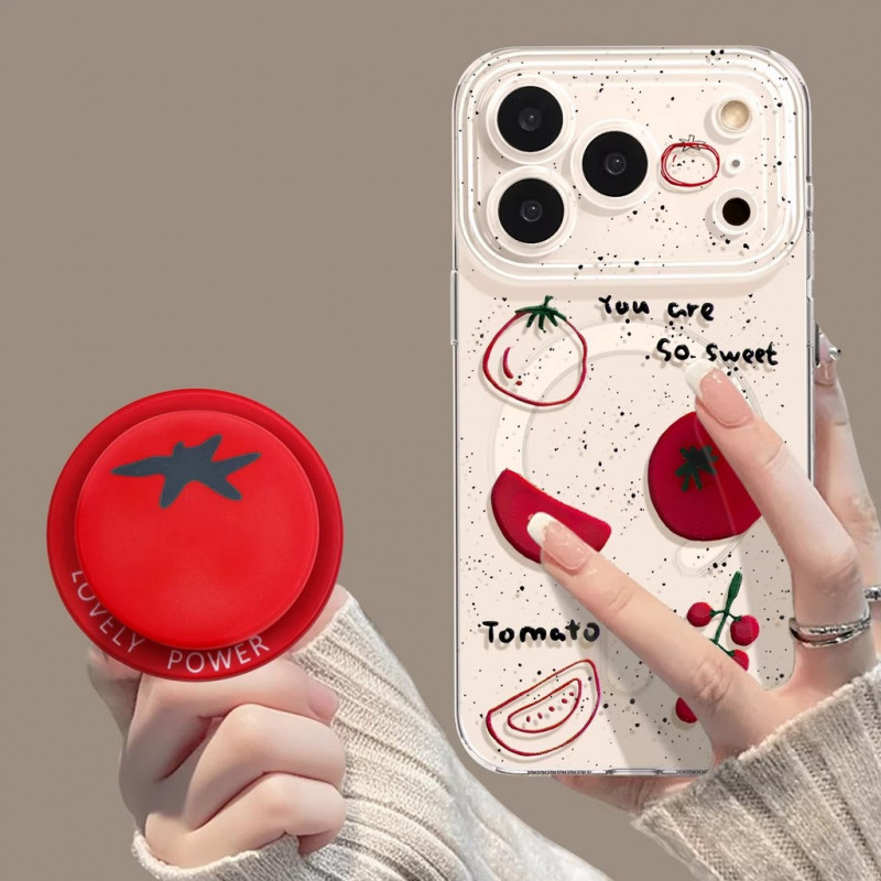 Splash Ink Tomato Magnetic Phone Protective Case Simple เหมาะสําหรับ Apple iPhone