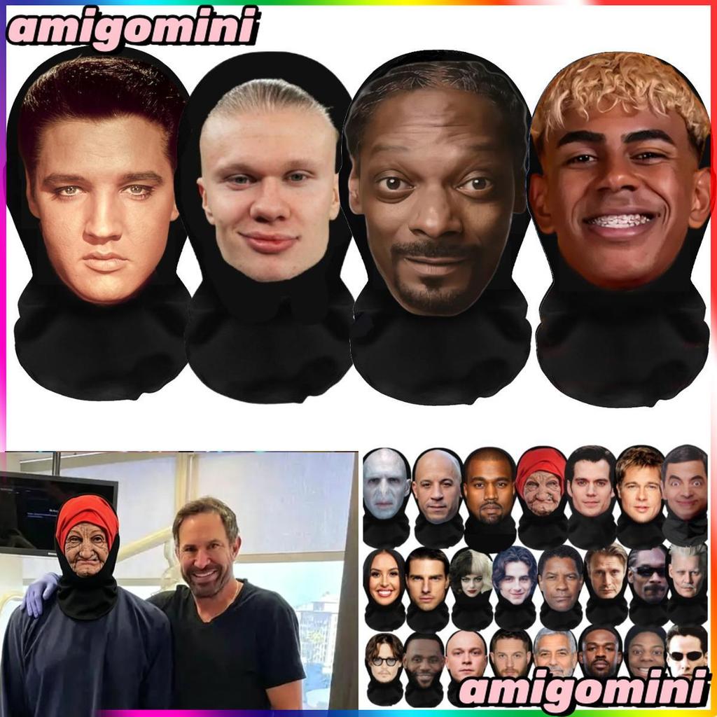 หน้ากากคอสเพลย์ 3D แบบเต็มหน้าพิมพ์ตลก Balaclava แฟชั่นคอสเพลย์บทบาทเล่นพิมพ์ Messi Ronaldo Taylor Swift Haaland Face Mask